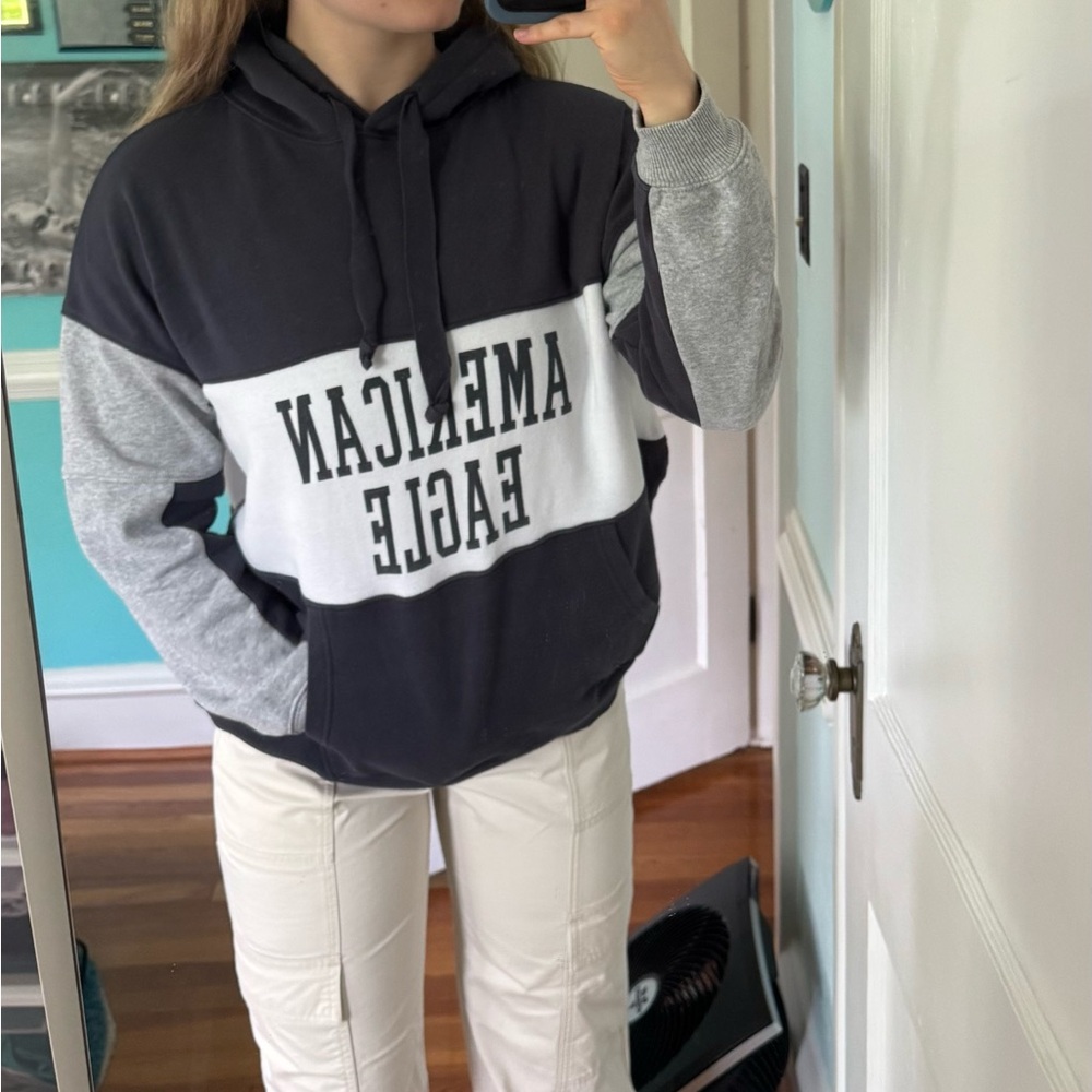 American Eagle Outfitters Navy and Gray “Ahh-Mazingly Soft” Medium Hoodie